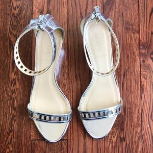 Like New JCrew Lillian Mirrored Metallic Sandals